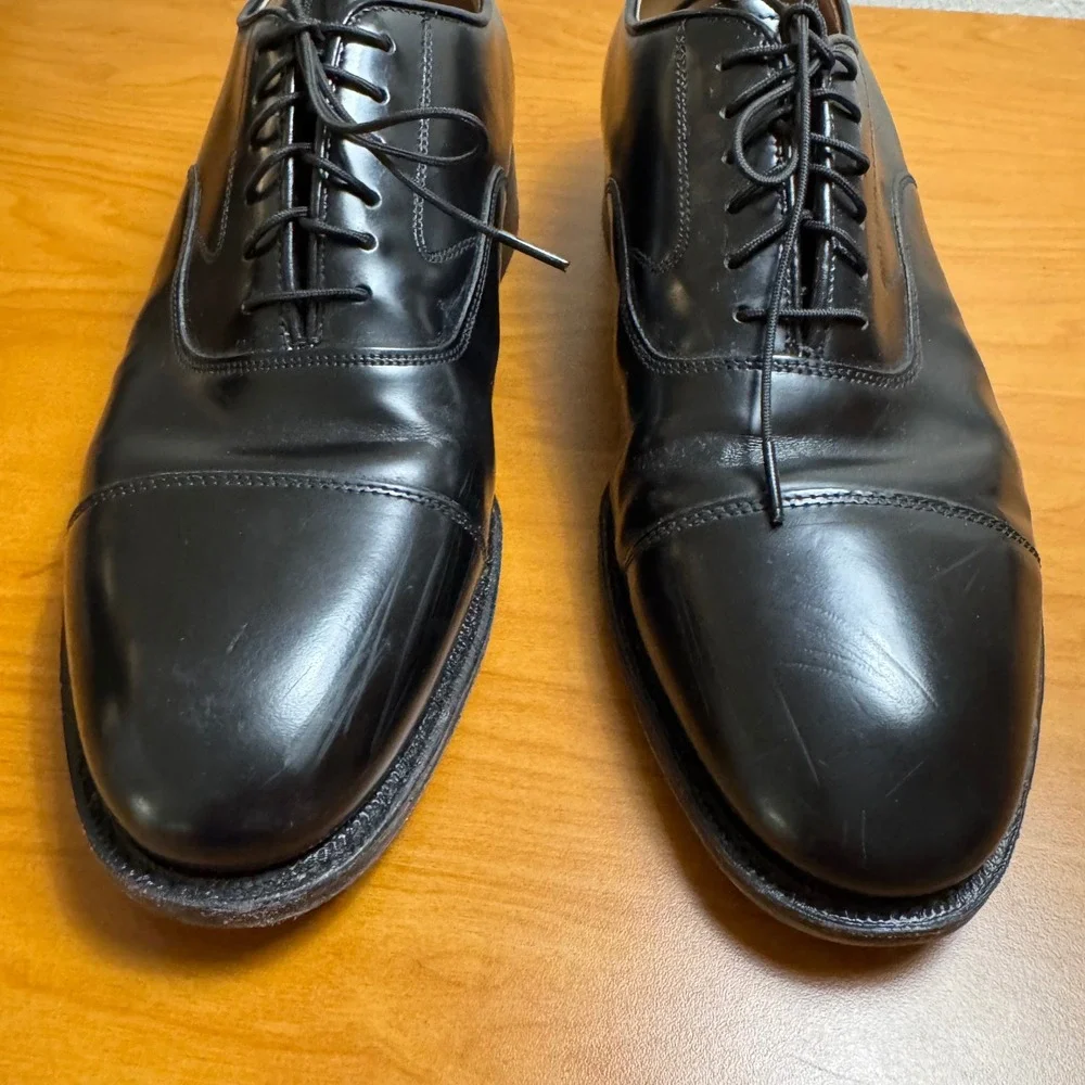 Johnston & Murphy Men's 7.5 Black Leather Cap Toe Oxford Dress Shoes Made India